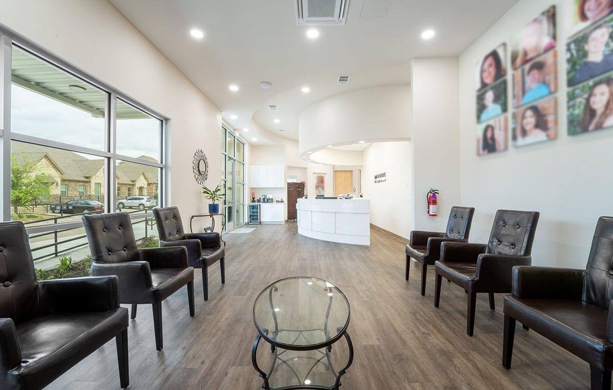Seating in the NRH Orthodontics waiting area in North Richland Hills, TX